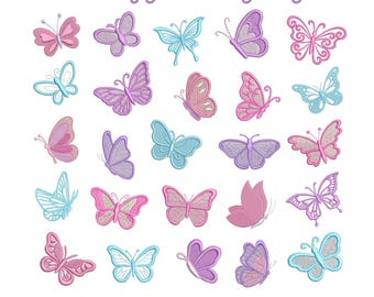 25 Mini Butterfly Embroidery Designs, Small Delicate Butterflies Spring Insects
