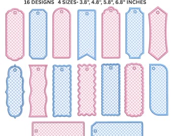 Applikationsdesigns für lange Schlüsselanhänger, Stickmuster für Lesezeichen, Namensschilder für Taschen (Dateien: PES, DST)