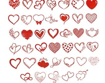 Mini Hearts Machine Embroidery Design Bundle | Set of 40 Unique Valentine Love Heart