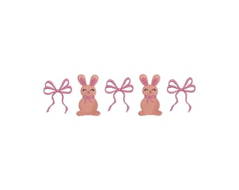Bunny and Bows Embroidery Design, Pastel Easter Machine Pattern (Instant Download)