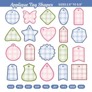 Tag Embroidery Designs Bundle, Tags Applique Machine Files, Name Tags (Digital Download)