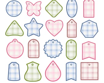 Tag Embroidery Designs Bundle, Tags Applique Machine Files, Name Tags (Digital Download)