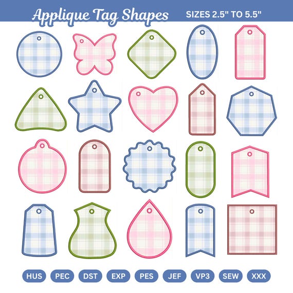 ITH Bag Tag Embroidery Designs Bundle, Tags Applique Machine Files, Name Tags (Digital Download)