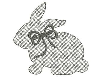 Bunny with Bow Machine Embroidery Design | Easter Embroidered pattern (Instant Download)
