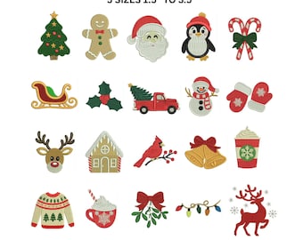Weihnachtsstickmuster-Paket, Lebkuchen-Weihnachtsmann-Baumschmuck-Designs, Stickdateien für die Weihnachtsmaschine (PES)