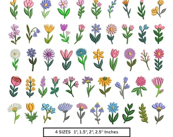 Kleines Blumenmotiv-Bundle, Mini-Blumen-Stickmuster, Botanische Blumen PES DST