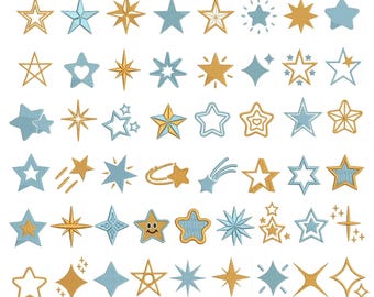Mini-Stern-Stickmuster, Mini-Sterne-Bundle, Stickdateien für kleine Sterne, Maschinenstickerei – Sofort-Download