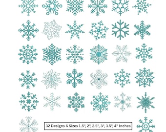 Schneeflocken-Stickmuster, Mini-Schneeflocken-Weihnachtsstickerei, Wintermotive (PES/DST, sofortiger Download)