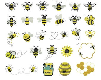 Stickmuster für Mini-Bienen, Stickereien von fliegenden Honigbienen, Frühlingsgarteninsekten (PES DST)
