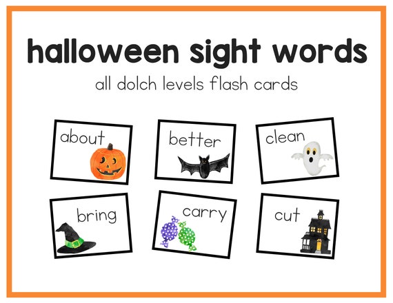 Halloween Sight Words Flash Cards