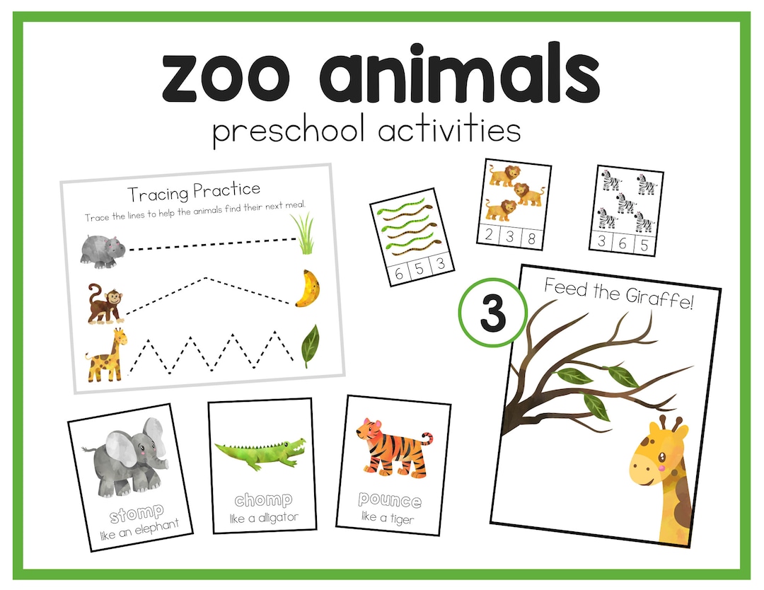 Zoo Animals Preschool Activities - Etsy