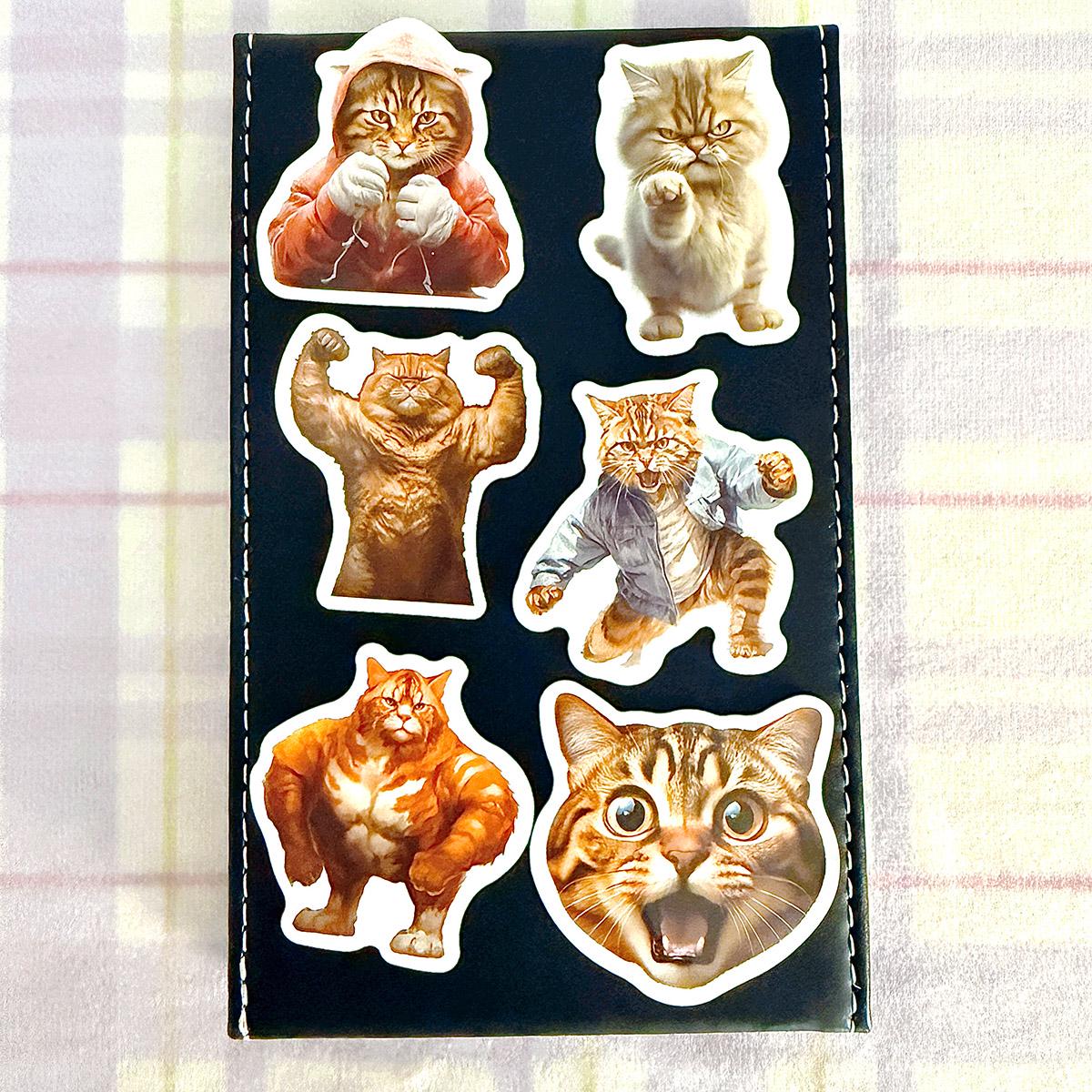 Funny Cat Sticker Pack, Cute Cat Meme Stickers, Vintage Cat Sticker Set ...