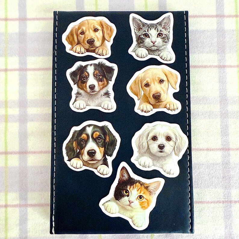 Cute Dog and Cat Sticker Pack, Puppy Kitty Animal Stickers for Laptop ...
