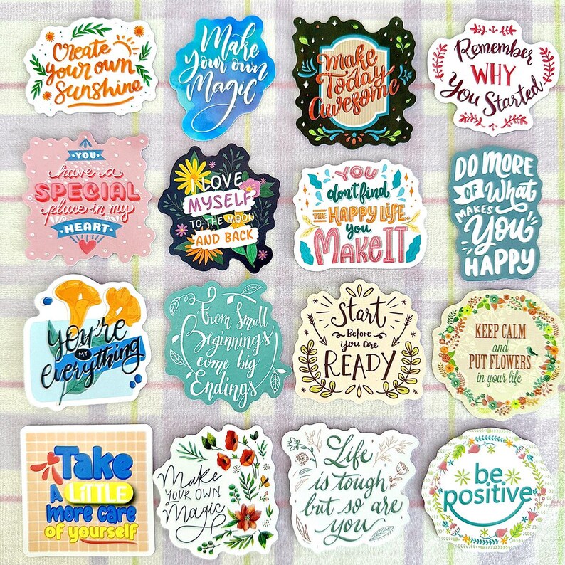 Motivational Quote Sticker Pack, Inspirational Affirmation Stickers for ...