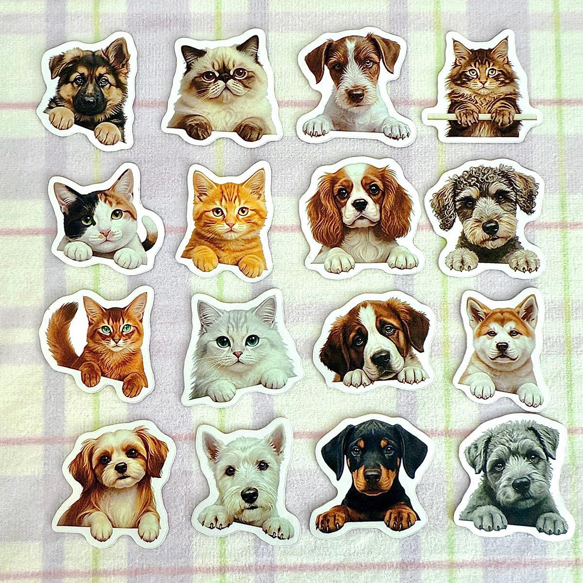 Cute Dog and Cat Sticker Pack, Puppy Kitty Animal Stickers for Laptop ...