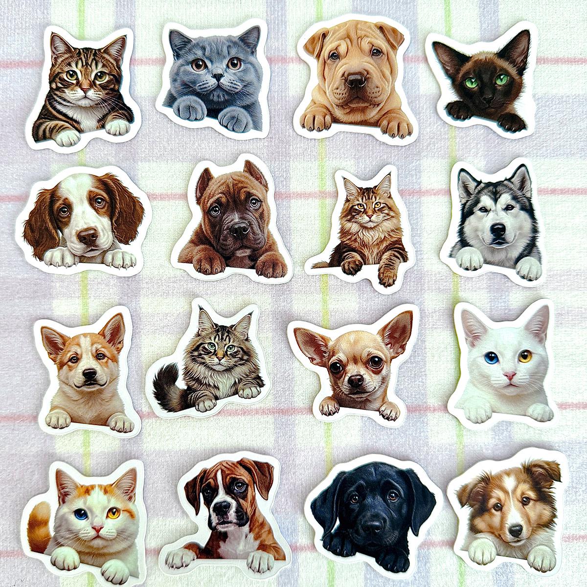 Cute Dog and Cat Sticker Pack, Puppy Kitty Animal Stickers for Laptop ...