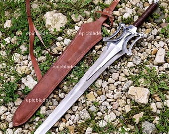 Réplica artesanal de la espada de poder de He-Man / Espada de exhibición de fantasía de acero inoxidable (vaina de cuero)