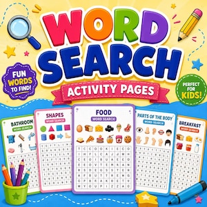 Kids Word Search Puzzle Book printable | Puzzles, Fun Themes (Digital Download)