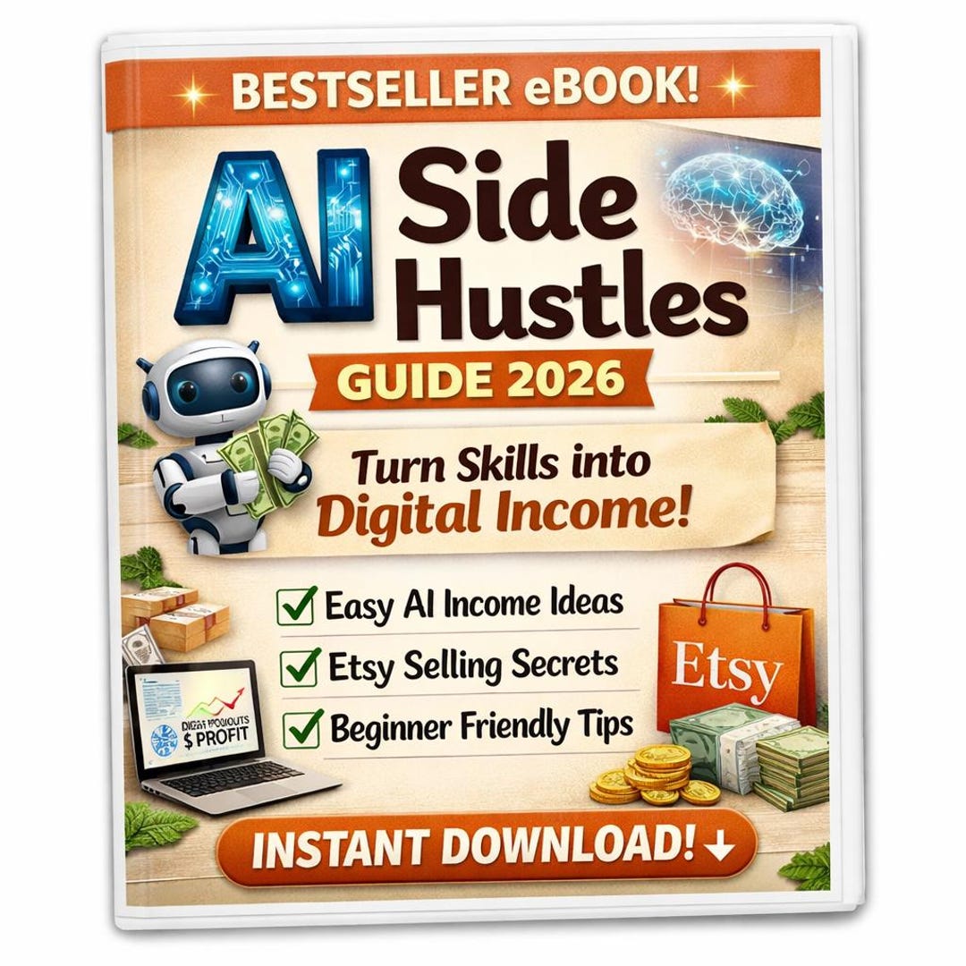 AI Side Hustles Guide 2026 | Digital Income Ideas & Etsy Selling Ebook ...