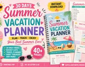 30 Day Summer Vacation Planner Printable | Summer Break Planner | Aesthetic Digital Planner | Travel & Bucket List PDF
