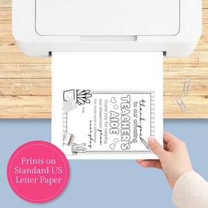 Teacher Aide Appreciation Printable Gift Card Holder Thank You Greeting Pdf Download Instant Access Digital Teaching Assistant Coloring Page image 7