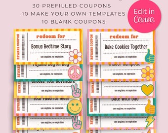 Cupones de recompensa para niños, tabla de recompensas, boleto imprimible, regalo sorpresa, tabla de recompensas para niñas, para niños, descarga plantillas de boletos de actividades para niños