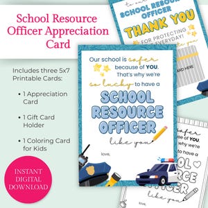 School Resource Officer Appreication Card for Teacher Digital Thank You Card Holder Gift for SRO of a Deputy