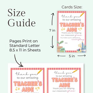 Digital Teacher Aide Appreciation Printable Thank You Card Set Gift Card Holder Design Instant Download Files Teaching Assistant Recognition Gift Student Appreciation Present Coloring Page Activity Five By Seven Format PDF Access School