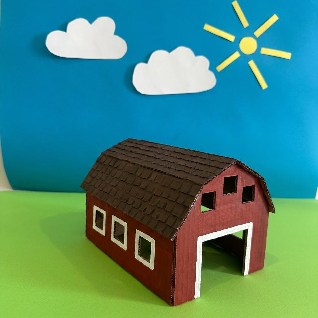 40 Adorable Cardboard Crafts For Kids 7 Cardboard Barn Template Printable - Farm Craft for Kids - DIY…