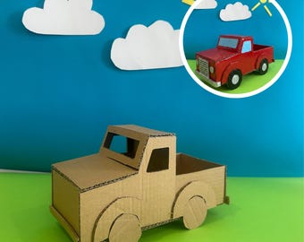Printable Cardboard Pickup Truck PDF | DIY Craft for Kids | Build Your Own Car