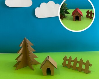 Cardboard Dog House Template | DIY Pretend Play Craft (PDF Download) Recycled Fun