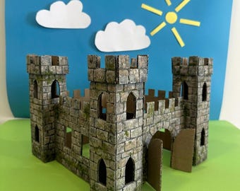 Cardboard Castle Template – Kids Building Activity, Fortress Toy (PDF)