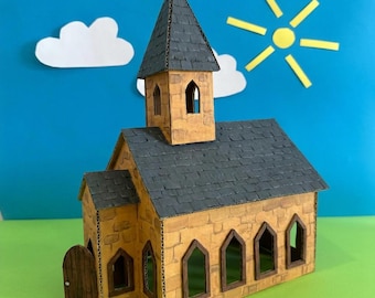 Cardboard Church Template Printable – Community Building Craft for Kids – Homeschool Project