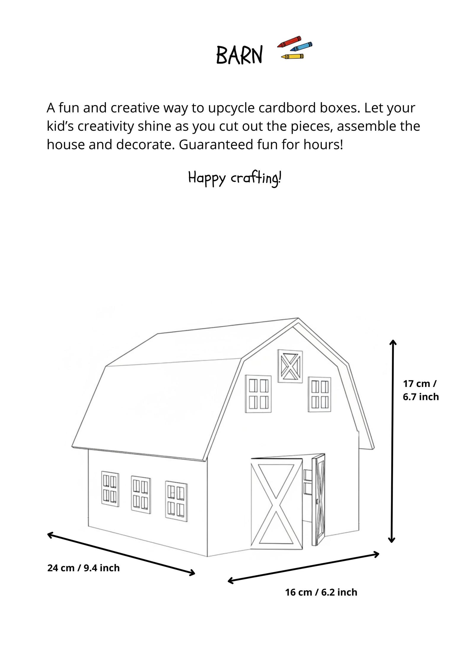 Printable Barn Template for Kids | Cardboard Cutout Craft DIY - Etsy Canada