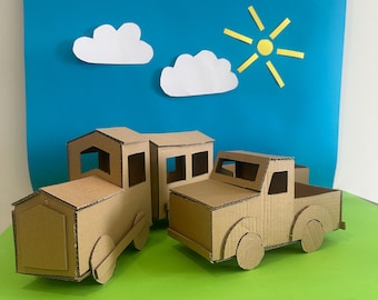 Printable Cardboard Train & Truck Bundle PDF for Kids Crafts