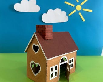 Easy Cardboard House Template Printable – Simple Preschool Craft - PDF Download