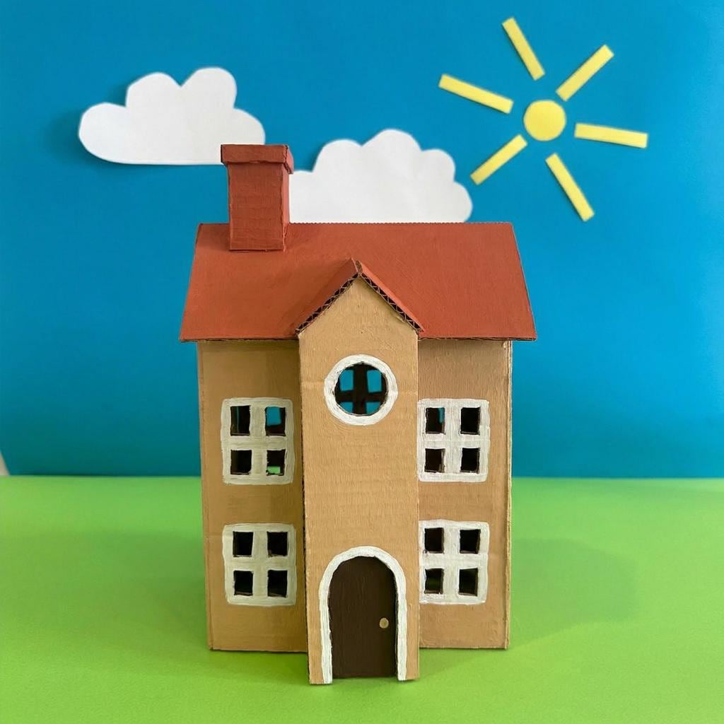 40 Adorable Cardboard Crafts For Kids 9 Cardboard House Template Printable - 3 Story Building Model - STEM…