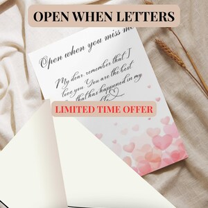 Open When Letters Printable, Romantic Love Notes, Anniversary Gift (Instant Download)