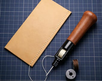 Leather Hand Stitching Awl Set, Beech Wood Handle, Waxed Thread Leathercraft Tools
