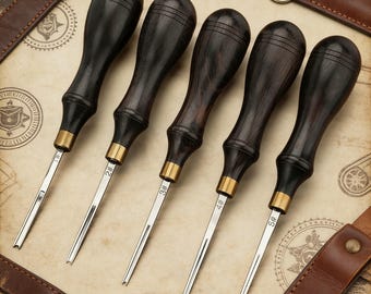 黒檀の柄の革の縁取りツールセット、5サイズ、DIYレザークラフト用品