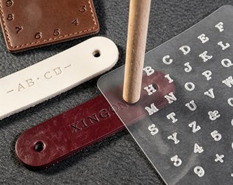 Clear Leather Alphabet Stamp Template, Uppercase & Lowercase Letters Embossing Tool for DIY Leather Crafts, 3 Sizes Optional