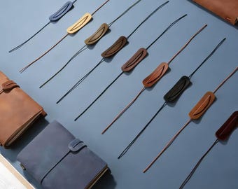 ハンドメイドレザーノートストラップ - ヴィンテージジャーナル留めバンド（紐付き）