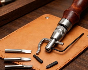 調節可能な革溝加工ツール、5-in-1 クラフトエッジ面取り折り目付けツール