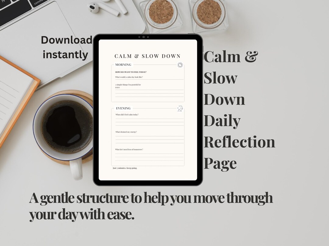 Calm & Slow Down Journal Page • Morning Evening Prompts • Stress Relief ...