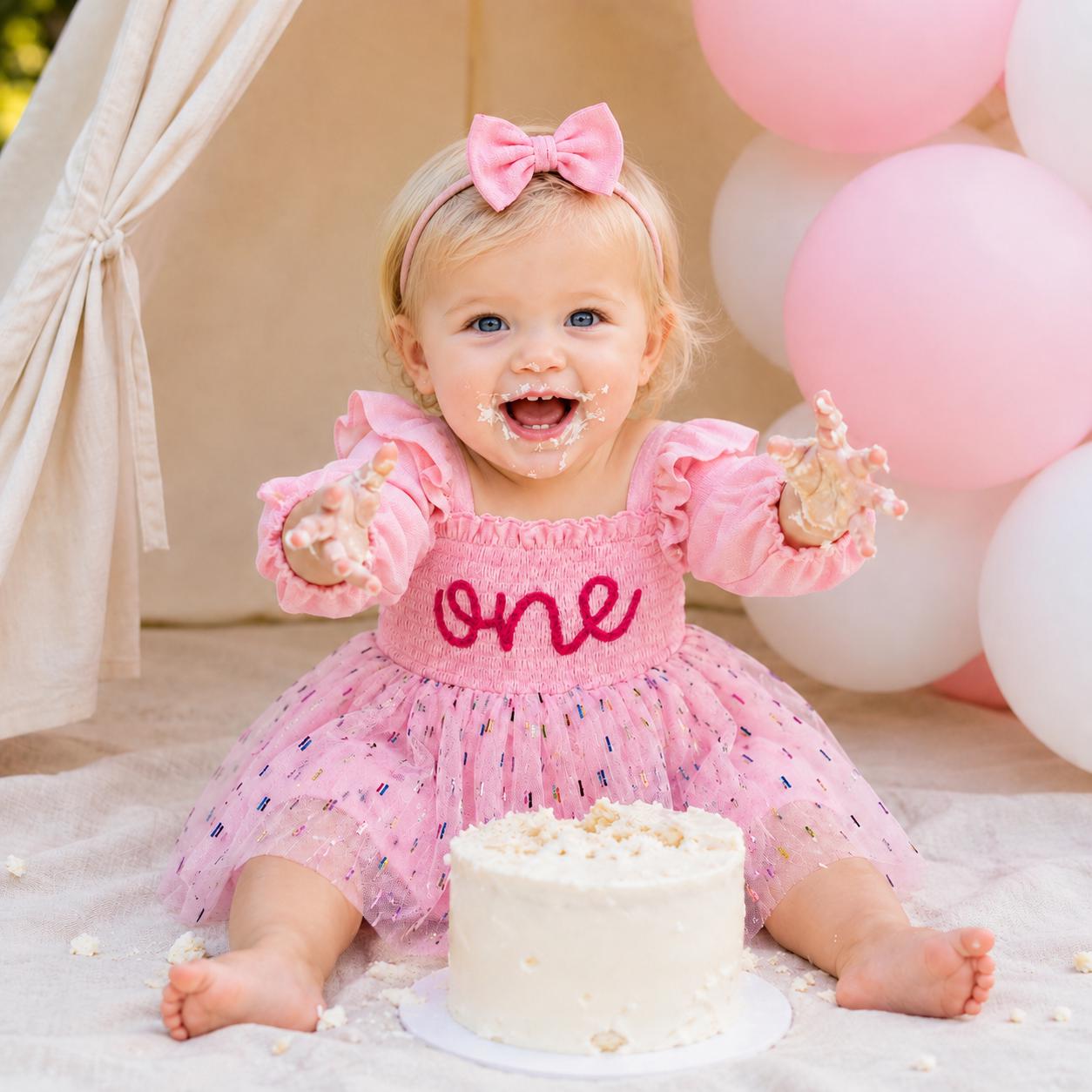 Long Sleeve Birthday Dress 1 Year Old