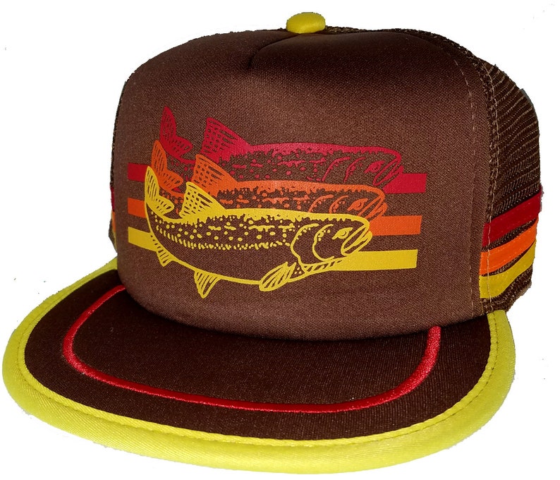 ThatsRad Trout Tan Camo Camouflage Fly Fishing Snapback Mesh Trucker Hat Cap
