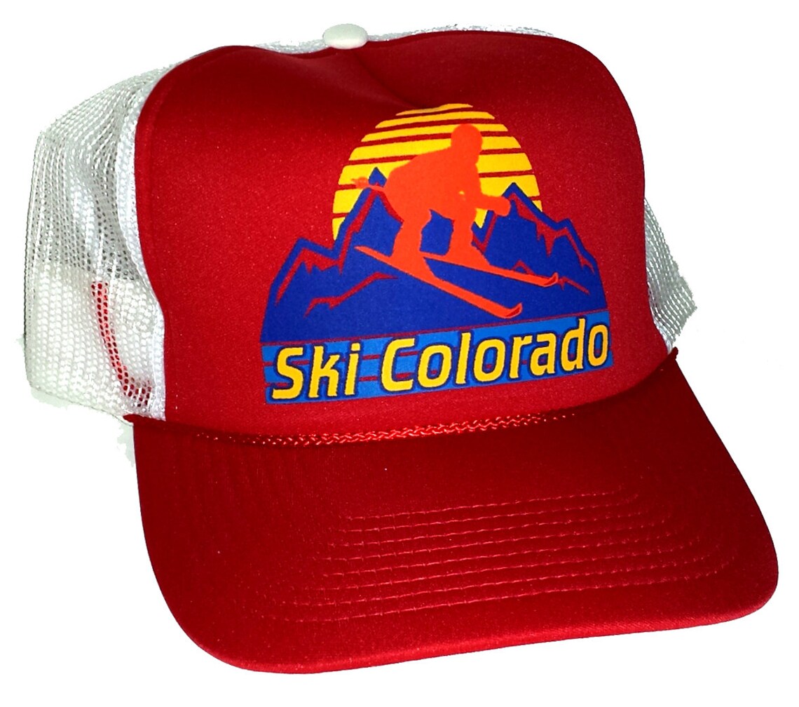 Ski Colorado Mesh Trucker Hat Cap Snapback Skiing Mountain Etsy