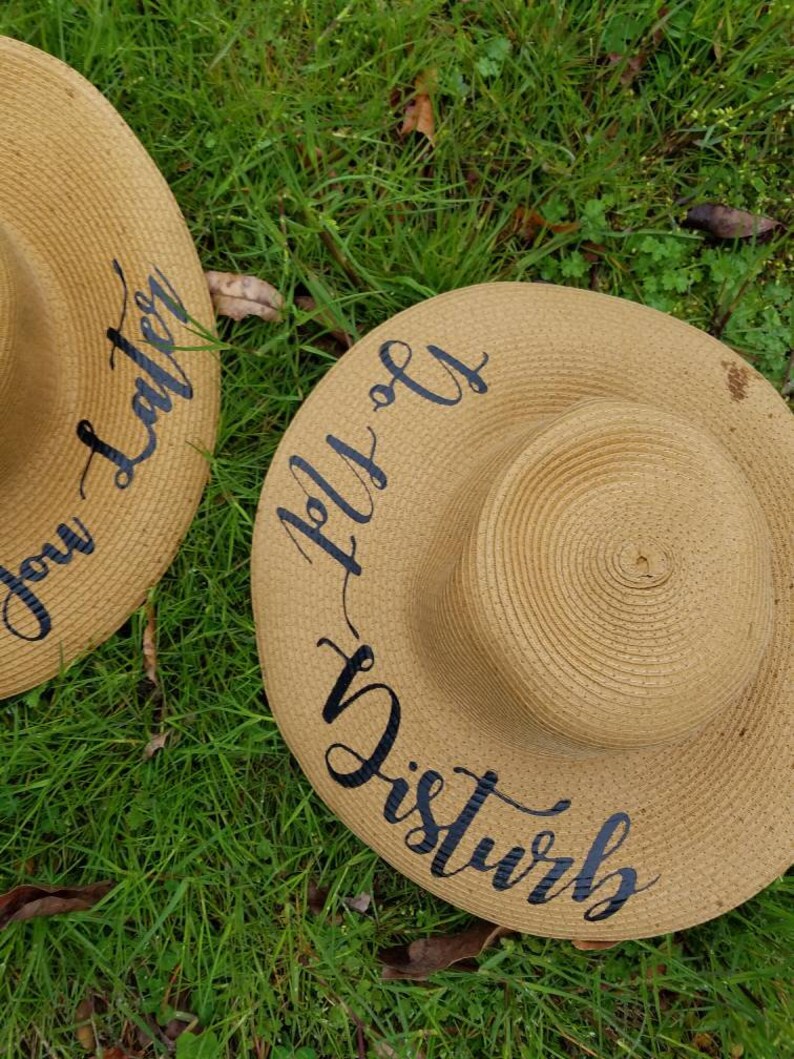 Party Foldable Custom Straw Floppy Hat Cap Summer Sun Beach Bachelorette Honeymoon Bridal Mrs