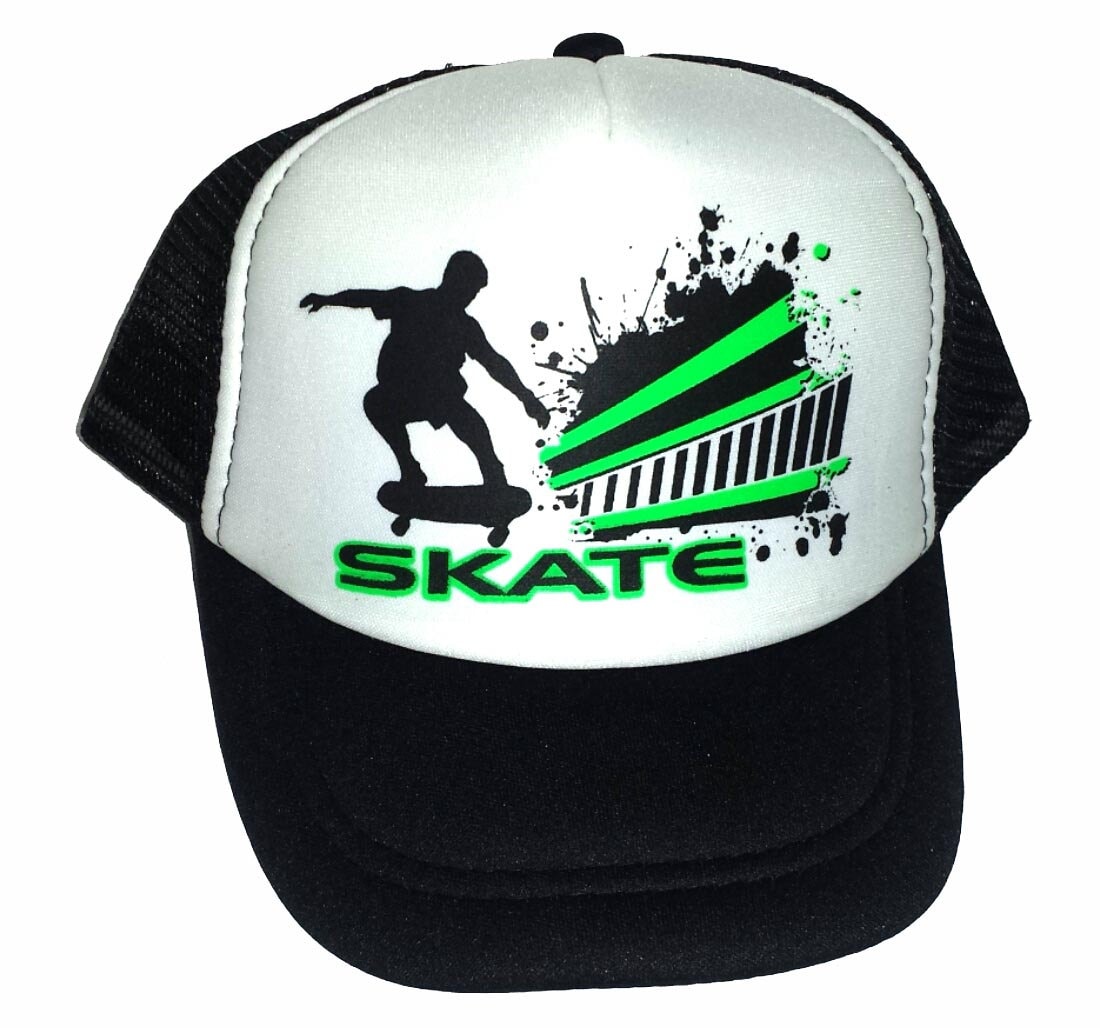 KID'S TODDLER Skate Black Skateboard Skateboarding Mesh Trucker Hat Cap