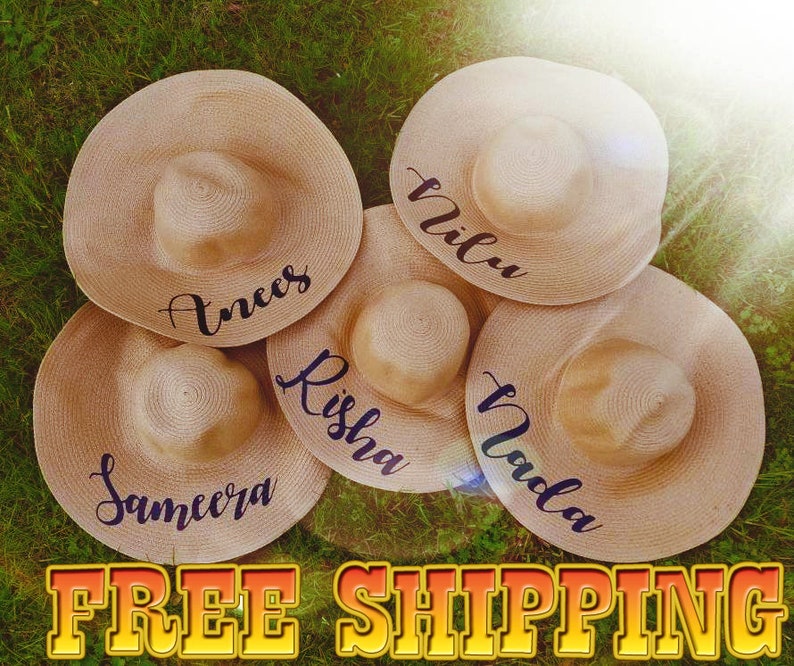 Party Foldable Custom Straw Floppy Hat Cap Summer Sun Beach Bachelorette Honeymoon Bridal Mrs